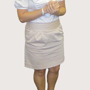 Banana Republic Women Straight Pleated Mini Skirt Side Pockets Beige Small 6